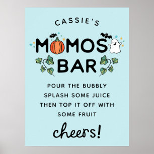 Poster Chá de fraldas de Dia das Bruxas Azul Momosa Bar
