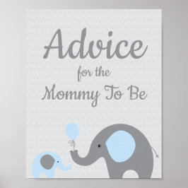 Poster Chá de fraldas de Elefante Azul - Sinal de Mamãe