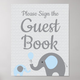 Poster Chá de fraldas de Elefante Azul - Sinal do Livro d