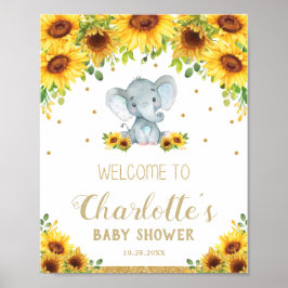 Poster Chá de fraldas de elefante girassol e girassol