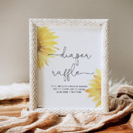 Poster Chá de fraldas de espuma de fralda de girassol mín