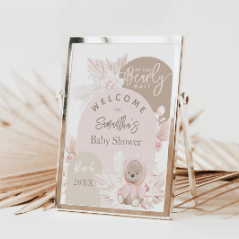 Poster Chá de fraldas de espuma do Urso Moderno do Boho