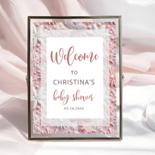 Poster Chá de fraldas de Flocos de Neve Rosa-Inverno Bem-
