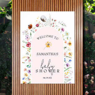 Poster Chá de fraldas de flor selvagem bem-vindo