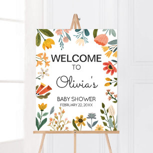 Poster Chá de fraldas de flor selvagem brilhante botânico