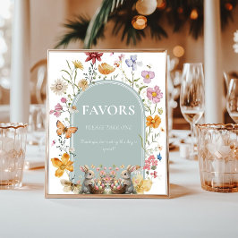 Poster Chá de fraldas de flor selvagem de Páscoa coelho b