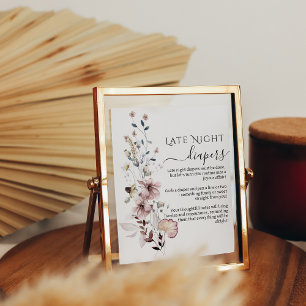 Poster Chá de fraldas de flor selvagem Fraldas noturnas t