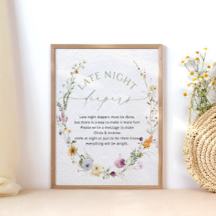 Poster Chá de fraldas de flor selvagem Fraldas noturnas t