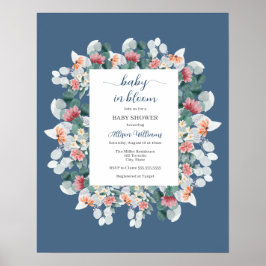 Poster Chá de fraldas de flor silvestre, de cor azul-poei