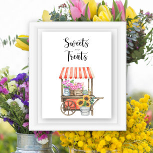Poster chá de fraldas de flores para agricultores - doces