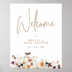 Poster Chá de fraldas de Flores Selvagens de Queda Bem-vi