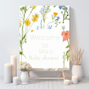 Poster Chá de fraldas de flores silvestres boho