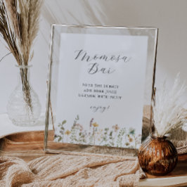 Póster Chá de fraldas de flores silvestres Momosa Bar