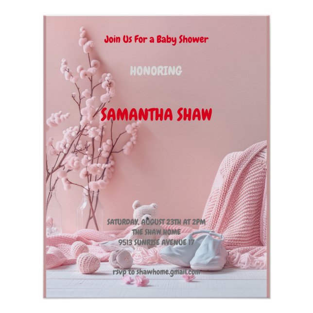 Póster Chá de fraldas de Fotografia Natural do Primavera  (Frente)