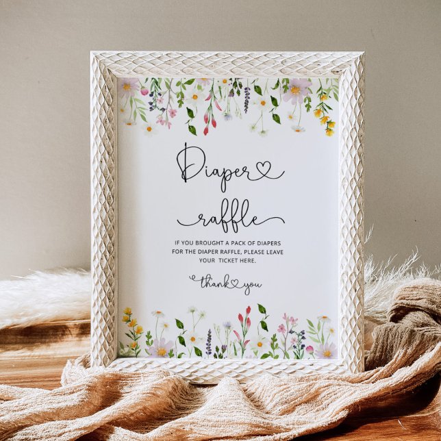 Poster Chá de fraldas de fralda de flor selvagem minimali (Criador carregado)