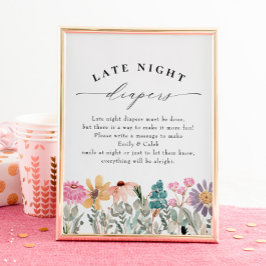 Poster Chá de fraldas de Fraldas Noturnas de Flor Selvage