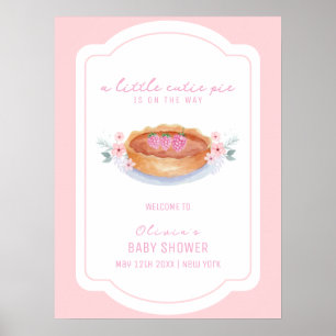 Poster Chá de fraldas de framboesa rosa, cor-de-rosa