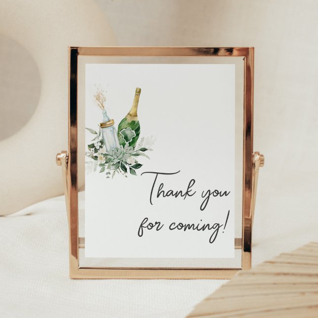 Poster Chá de fraldas de garrafas de Poppin Obrigado por  (Poppin' Baby Bottles Baby Shower Thank you for Coming Sign)