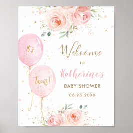 Poster Chá de fraldas de Gêmeos Florais Rosa