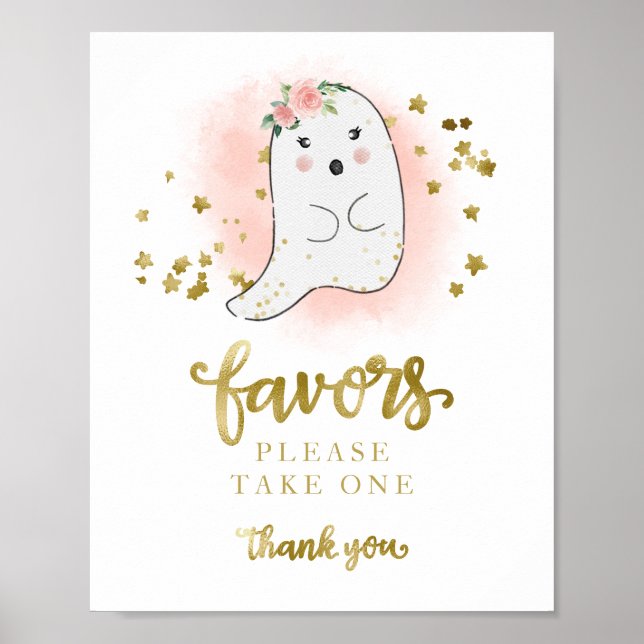 Poster Chá de fraldas de Ghost Halloween Favorece Sinal (Frente)