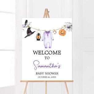Poster Chá de fraldas de Halloween do Pequeno Boo Roxo
