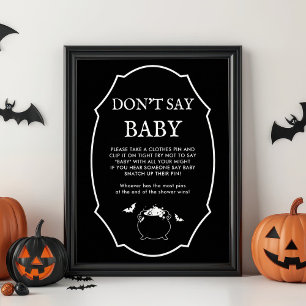 Poster Chá de fraldas de Halloween Não diga jogo de bebê
