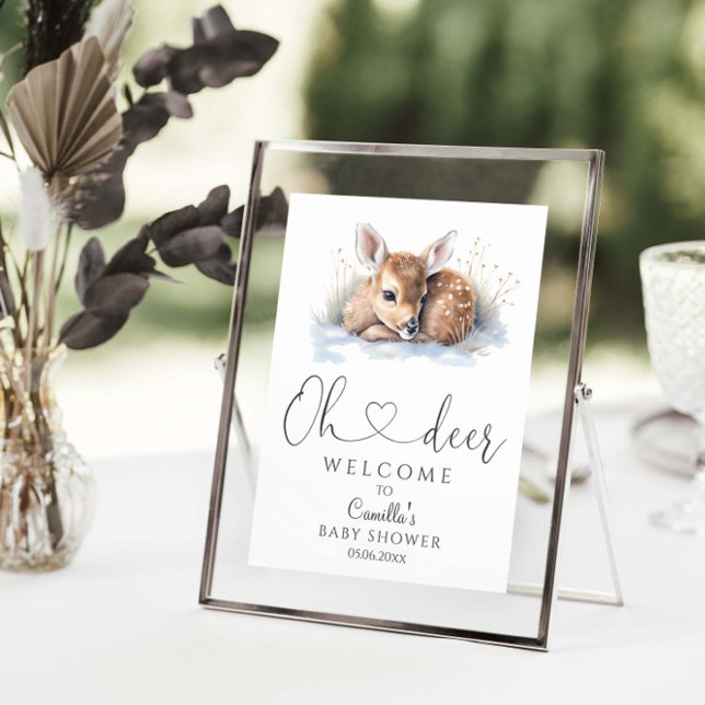 Poster Chá de fraldas de inverno de Deer Woodland (Criador carregado)