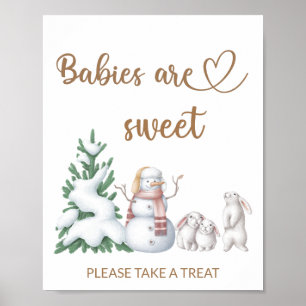 Poster Chá de fraldas de inverno, os bebês são doces e dã