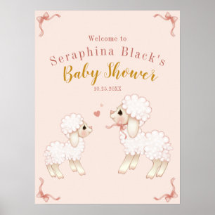 Poster Chá de fraldas de Lamb Rosa Bem-vindo