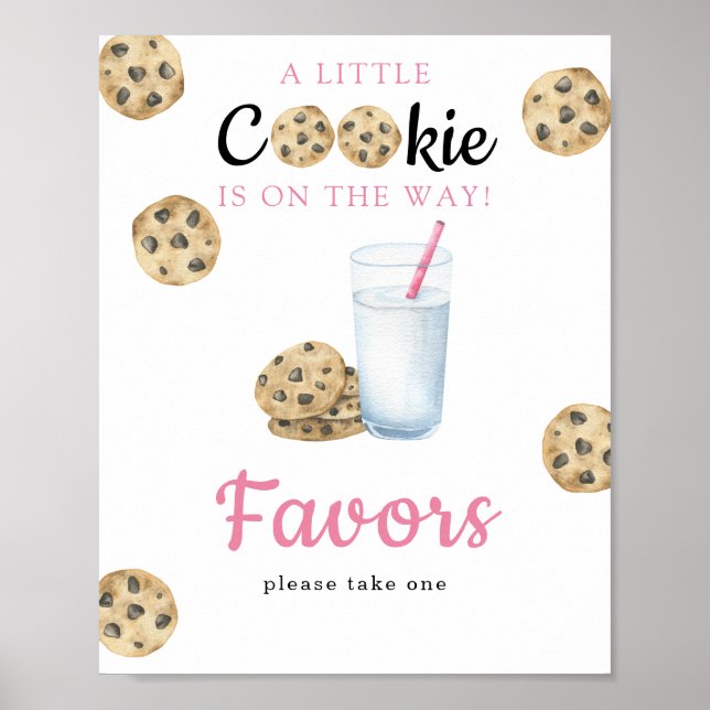 Poster Chá de fraldas de leite de aquarela - Favoritos (Frente)