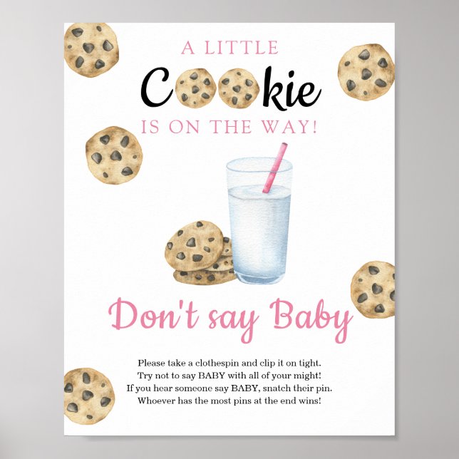 Poster Chá de fraldas de leite e biscoitos Não diga bebê (Frente)