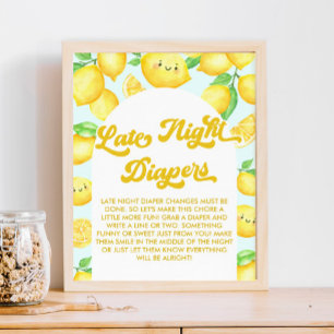 Poster Chá de fraldas de Lemon - Jogo de Festa Noturna de