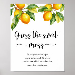 Poster Chá de fraldas de limão acha doce Mess