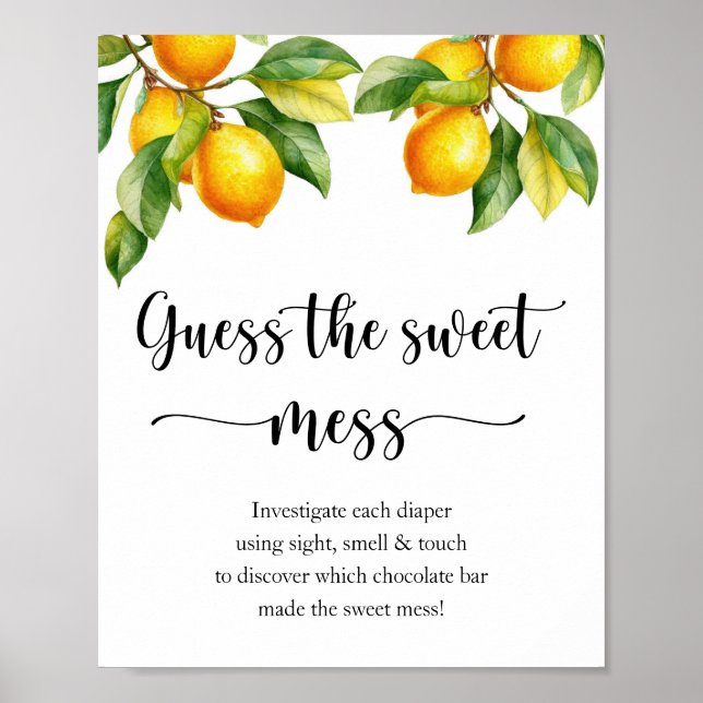 Poster Chá de fraldas de limão acha doce Mess (Frente)