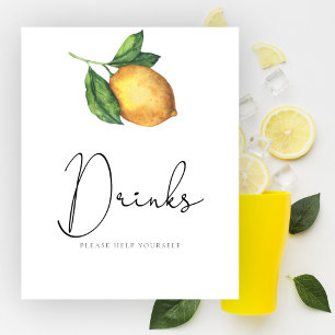 Poster Chá de fraldas de limão de aquarela Bebidas ajudem