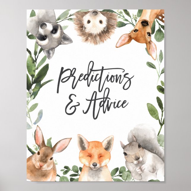 Poster Chá de fraldas de Madeira Predições e Sinal de Avi (Frente)