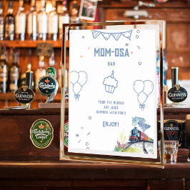 Poster Chá de fraldas de Menino Azul do Comboio Mãe-osa