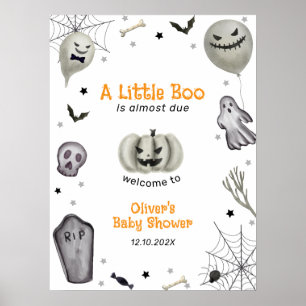 Poster Chá de fraldas de Menino Bloco Moderno de Boo