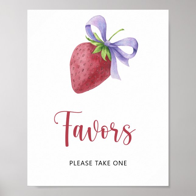 Poster Chá de fraldas de morango - favores (Frente)