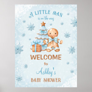 Poster Chá de fraldas de Natal Azul