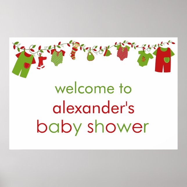 Póster Chá de fraldas de natal Baby Laundry (Frente)