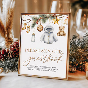Poster Chá de fraldas de Natal do Boho do Guestbook