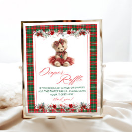 Poster Chá de fraldas de Natal do Urso de Teddy Raffle