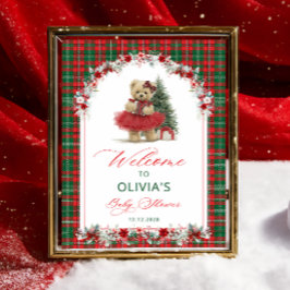 Poster Chá de fraldas de Natal do Urso Teddy