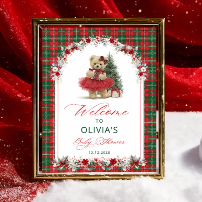 Poster Chá de fraldas de Natal do Urso Teddy (Criador carregado)