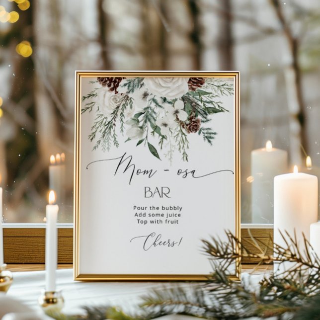 Poster Chá de fraldas de Natal Evergreen mãe-osa bar (Criador carregado)