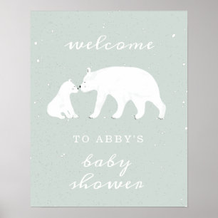 Poster Chá de fraldas de Neve Azul do Urso Polar