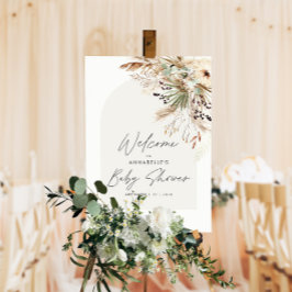 Poster Chá de fraldas de orçamento pampas de erva elegant