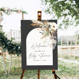 Poster Chá de fraldas de orçamento pampas preto moderno e