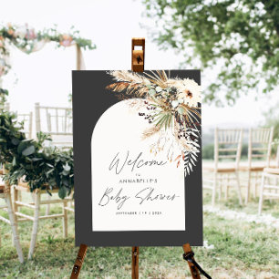 Poster Chá de fraldas de orçamento pampas preto moderno e